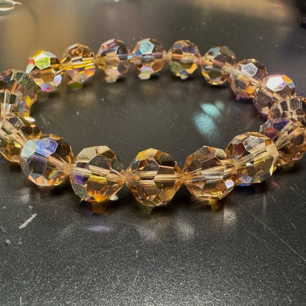 Swarovski Faceted Beaded Bracelet Iridescent Aurora Borealis finish stretch